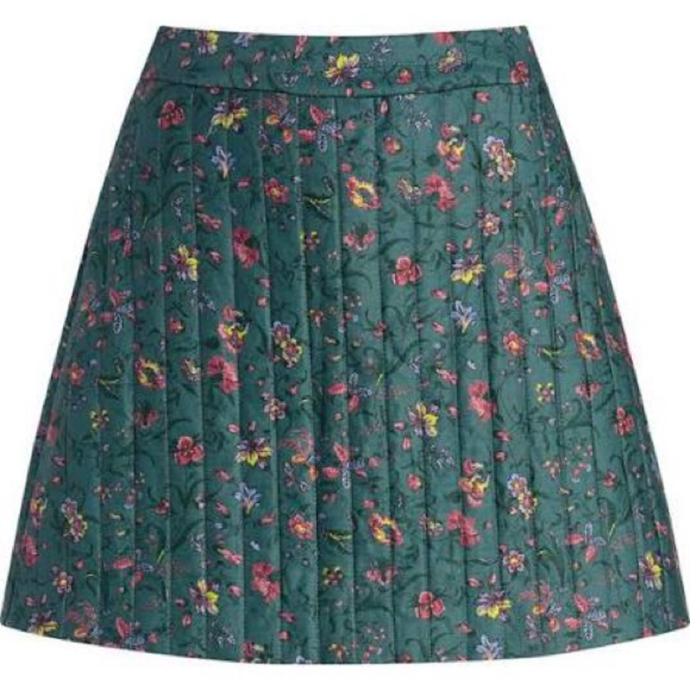 Hill House Dark Green Floral A-Line Skirt